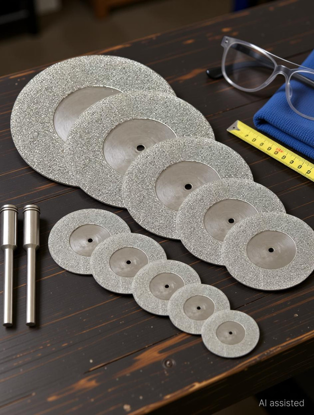Flipkart uptodateprouducts 10Pcs Assorted Small Diamond Cutting Wheel with Mandrel Cutoff Disc Blades Rotary Cutter Tool Kit for Metal Stone Tile, 16mm - 60mm Cutting Dia - Flipkart Deal