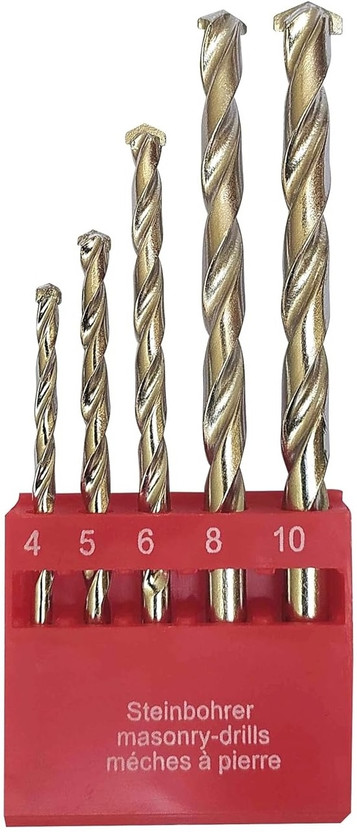 REIOENT BEST QUALITY 5Pc Masonry Wall Drill Bit Set for Tile, Brick, Cement, Concrete, Plastic & Wood