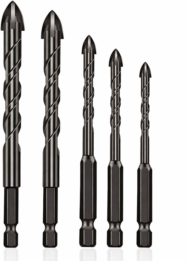 Probuk Probuk 4-12mm Masonry Hex Tile Drill Bits Set,Hard Alloy Triangle Bit Kit for Glass, Ceramic, Concrete, Brick & More (Pack of 5) - Flipkart Deal