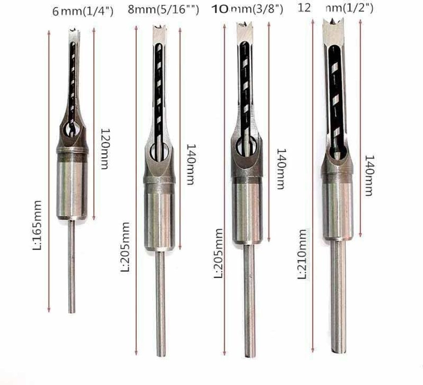 PKT Square High Speed Steel Hole Drill Bits For Wood, Woodworking Hole Saw Mortising Chisel Drill Bits Size (6Mm)(8Mm),(10Mm) (12Mm)