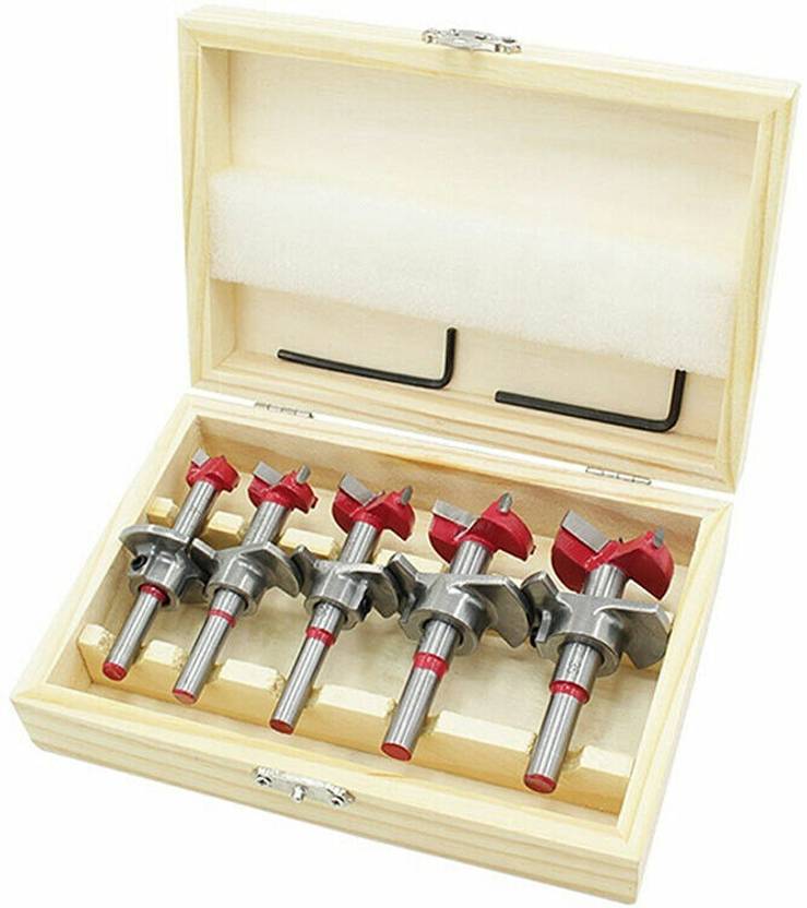 ATOZTOOLS 5pc Forstner Drill Bit Woodworking Hole Saw Set Wood Cutting