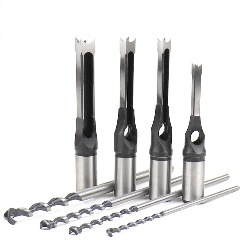 uptodateprouducts 4Pcs 6-12.7mm HSS Square hole drill Woodworking Drill Auger Mortising Chisel Drill Set DIY Furniture Square Woodworking drill