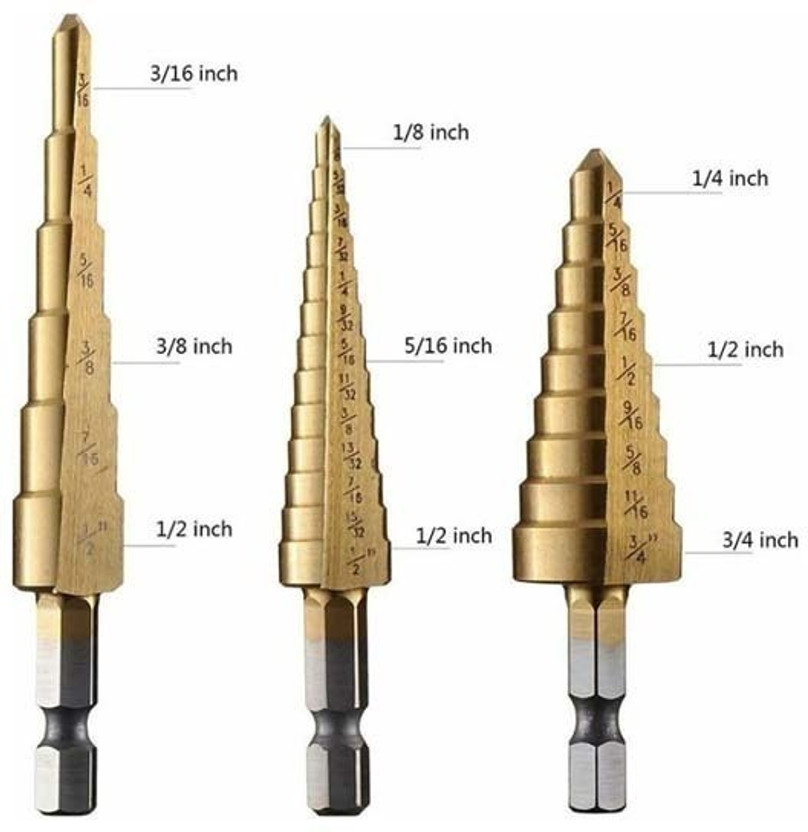 SHB HSS Steel Step Cone Titanium Drill Bit Hole Cutter Tool | for using to cut holes in steel, brass, wood, plastic,iron