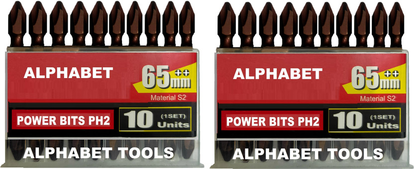 ALPHABET PH2 Power Magnetic Double Ended Screwdriver Bits 65mm Long (Star Head+/+) Pack of 20 Pcs