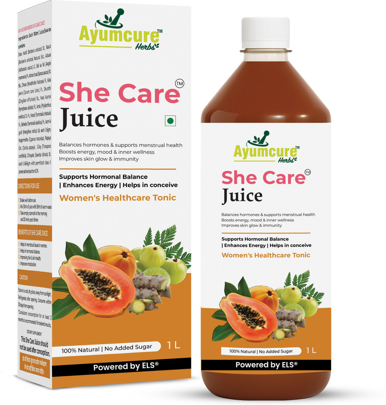 Ayumcure She Care Juice for Women|Hormonal Balance,PCOS/PCOD Support|Sugar-Free(1 L)
