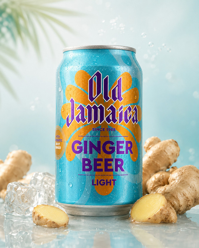 old jamaica Premium Light Ginger Beer with Authentic Root Ginger Low Calorie Soft Drink(330 ml)