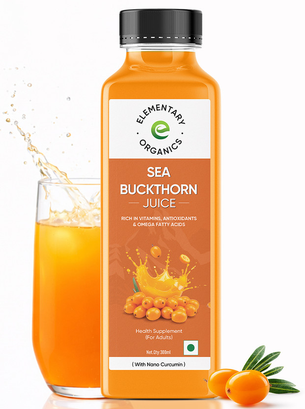 Elementary Organics Sea Buckthorn Berry Juice - Rich in Antioxidants, Omega 3, 6, 7, 9(300 ml)