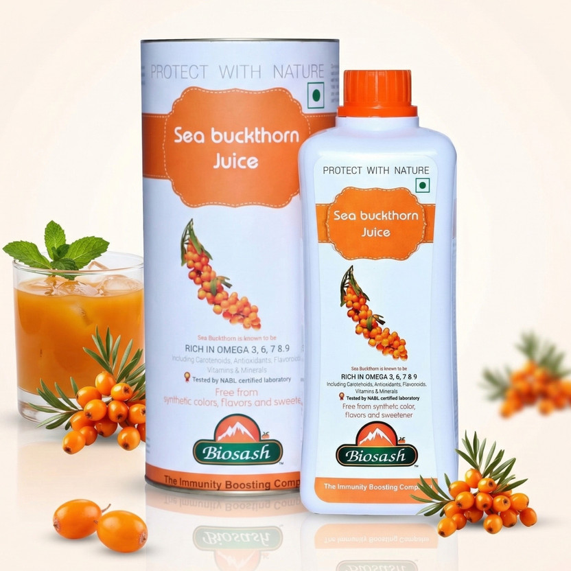 BIOSASH Sea Buckthorn Pulp Concentrate Juice | Cold-Pressed | Rich in Omega 3 Vitamin C(750 ml)