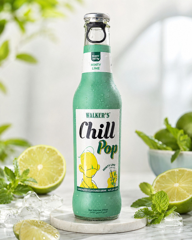 Walker'S Chill Pop Premium Minty Lime Sparkling Drink Refreshing Mocktail &Party Beverage(275 ml)