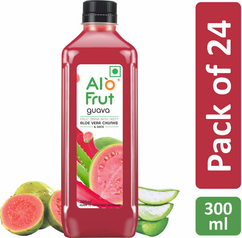 ALOFRUT Guava Aloevera Chunks & Juice 300 ml | Ready to Serve Fruit Drink(24 x 300 ml)