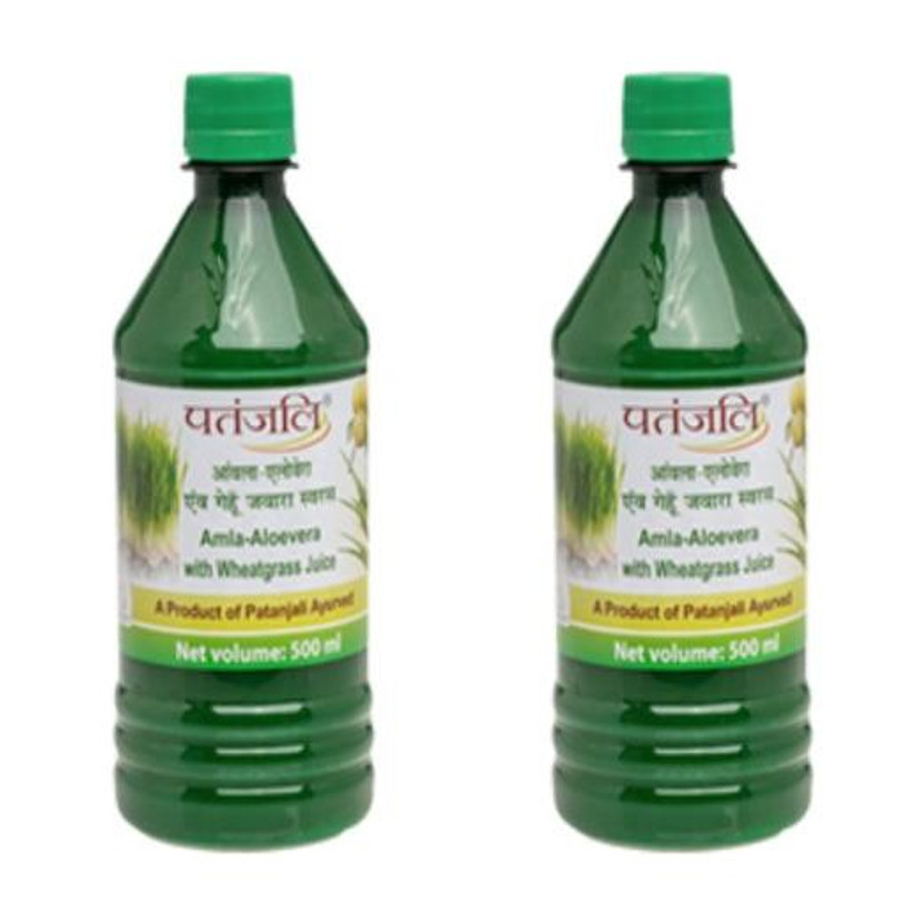 PATANJALI Amla Aloevera with Wheatgrass Juice 500ml - (Pack of 2)(2 x 0.5 L)
