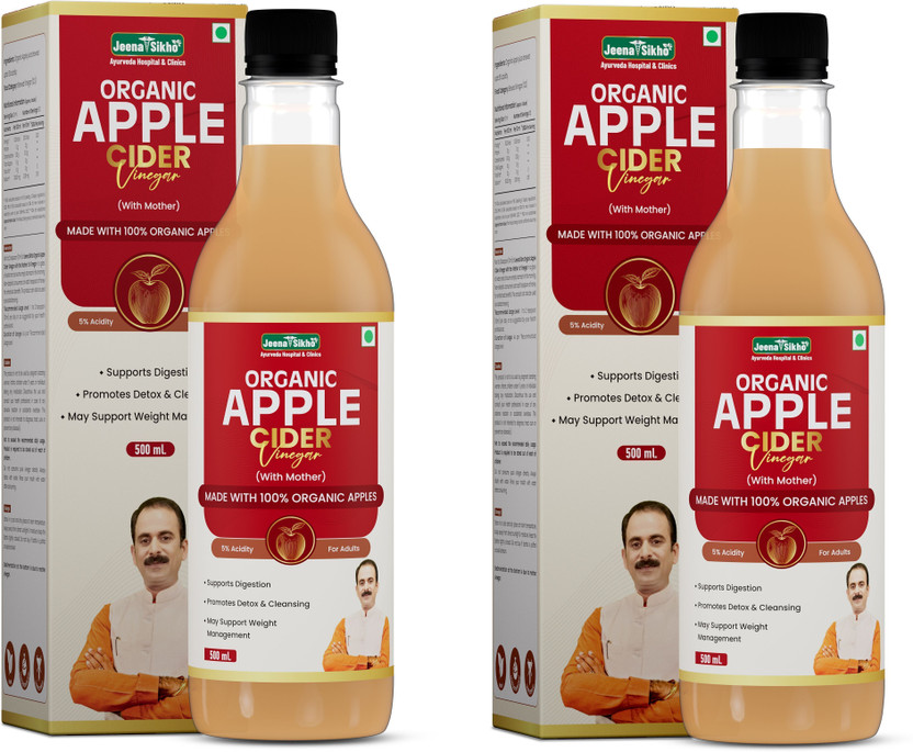 Jeena Sikho Organic Apple Cider Vinegar with Mother | Detox & Health Tonic(2 x 500 ml)