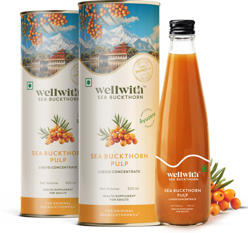 Ayuzera by Wellwith Sea Buckthorn Concentrate Juice Super Antioxidant Omega 3,7(2 x 300 ml)