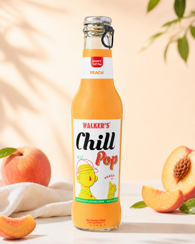 Walker'S Chill Pop Peach Premium Carbonated Flavoured Drink | Fruity Party Beverage(275 ml)