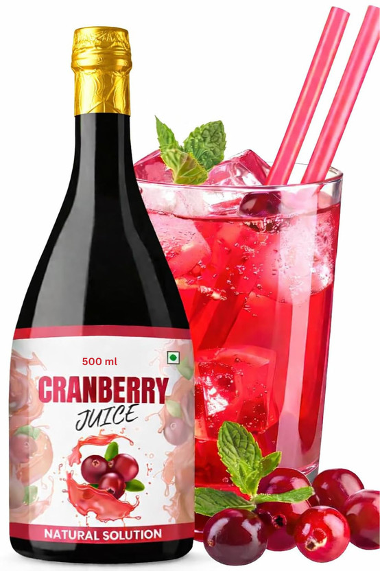 PRANTHERA Cranberry Juice 100% Pure No Added Sugar Fresh Cranberries Good for UTI Health(500 ml)
