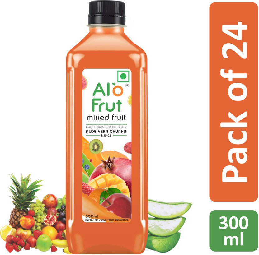 ALOFRUT Mixed Fruit Aloevera Chunks & Juice 300mL | Ready to Serve Fruit Drink(24 x 300 ml)