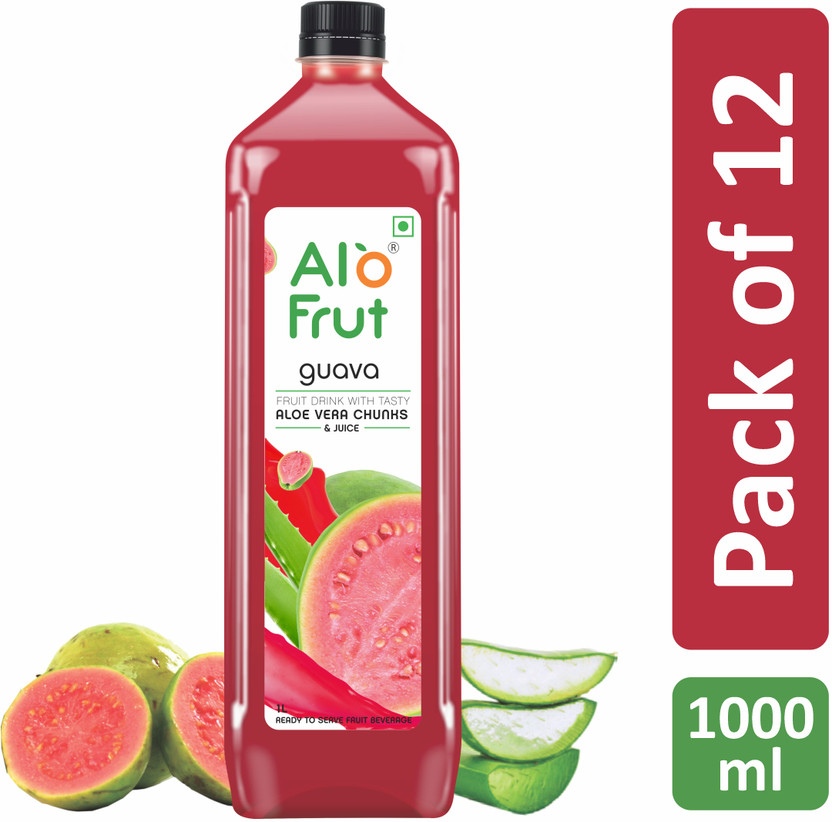 ALOFRUT Guava Aloevera Chunks & Juice - 1 Ltr |Ready to Serve Drink(12 x 1000 ml)
