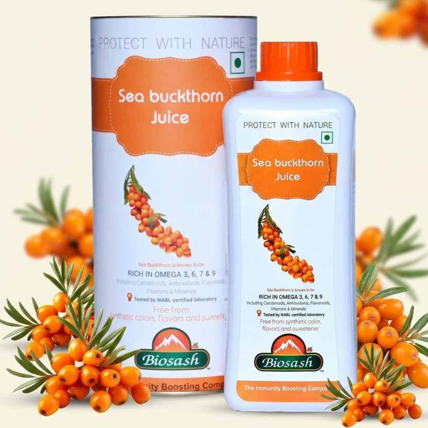 BIOSASH Sea Buckthorn Pulp Concentrate Juice | Cold-Pressed | Rich in Omega 3 Vitamin C(250 ml)