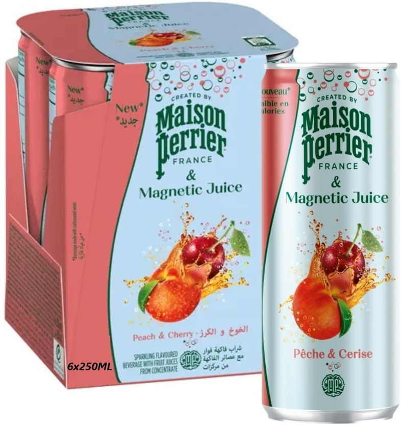 Maison-Perrier France & Magnetic Juice Sparkling Flavoured Beverage with Fruit Juice(4 x 250 ml)
