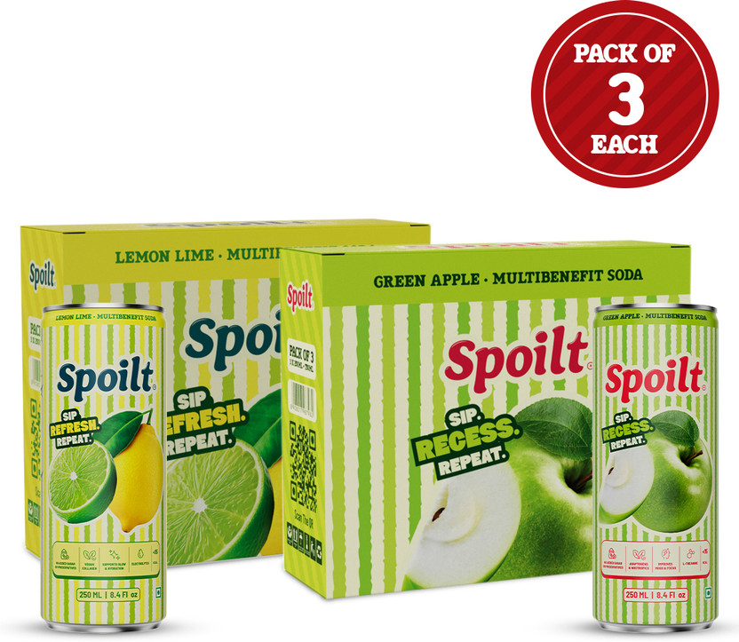 Spoilt ⁠Recess Green Apple & Refresh Lemon Lime(6 x 0.25 L)