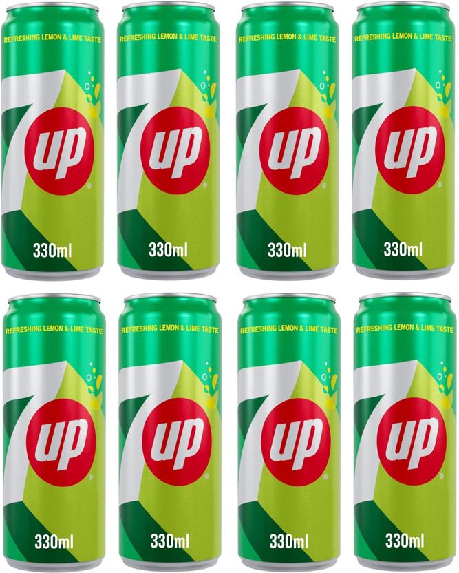 7UP Refreshing Lemon-Lime Flavoured | Carbonated Soft Drink(8 x 320 ml)