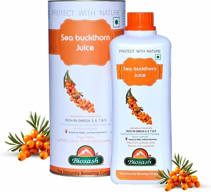 BIOSASH Sea Buckthorn Juice Herbal Immunity Booster Enriched With Omega 3,6,9 & 7(250 ml)