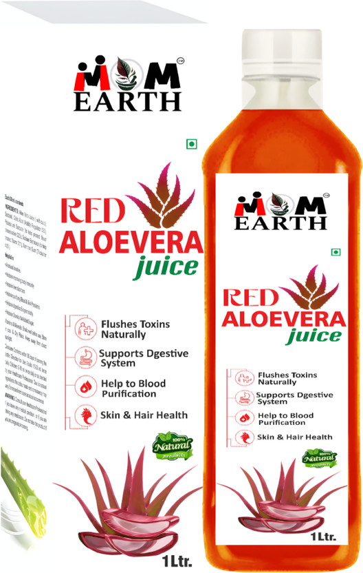 MOM EARTH Red Aloe Vera Juice | Good Skin & Hair Health | Good Liver, Digestive Health(1000 ml)