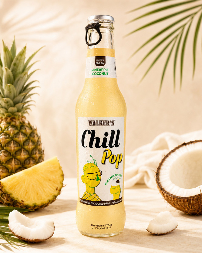 Walker'S Chill Pop Pineapple Coconut Premium Carbonated Flavoured Drink | Tropical Fizz(275 ml)