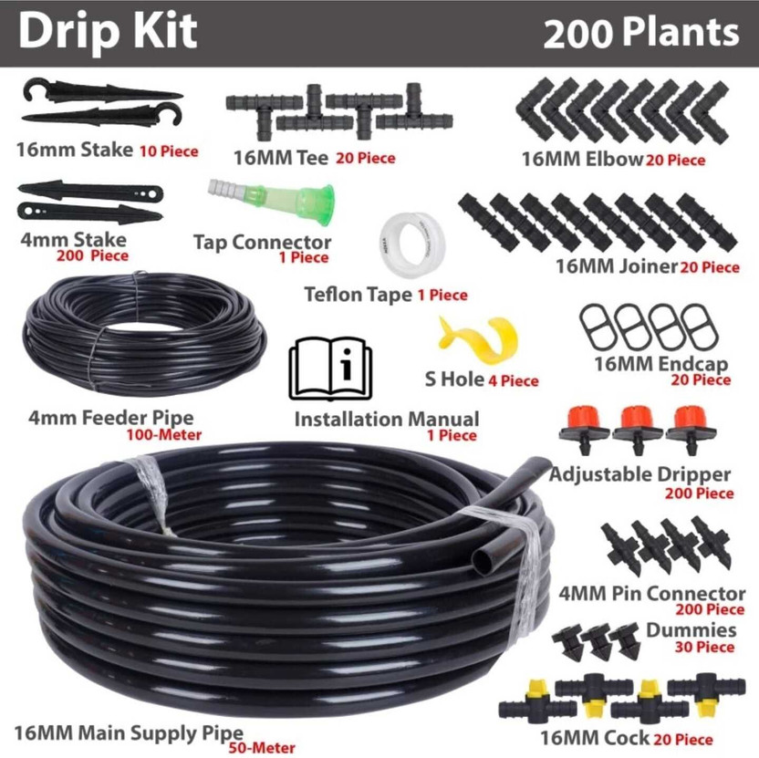 AGRITECH Drip Irrigation Garden Watering Drip Kit (200 Plants) Drip Irrigation Kit