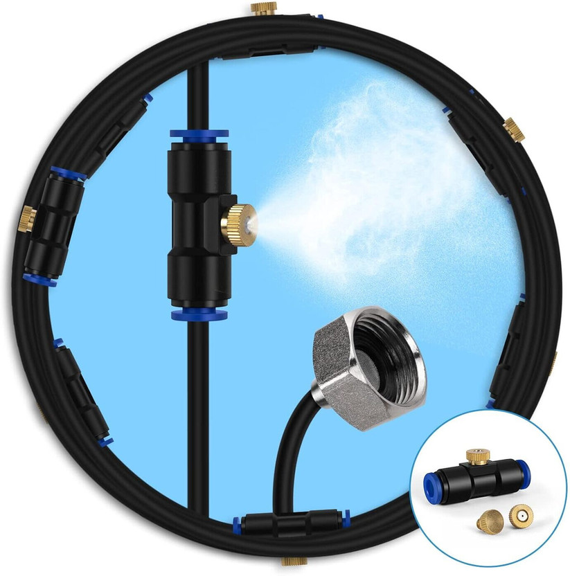 DHULKI Mist Cooling System Fan Misting Kit for Animal Plants Swimming Pool Cooler Tube Drip Irrigation Kit