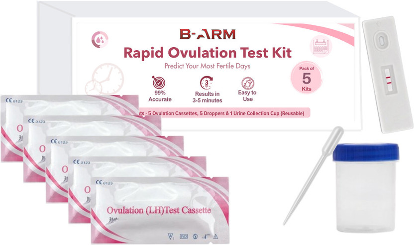 B-Arm Ovulation Detection Kit for Women with 5 Cassettes & 1 Reusable Container| Urine Drug Test