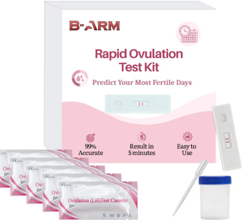 B-Arm Ovulation Detection Kit for Women with 5 Cassettes & 1 Reusable Container| Urine Drug Test