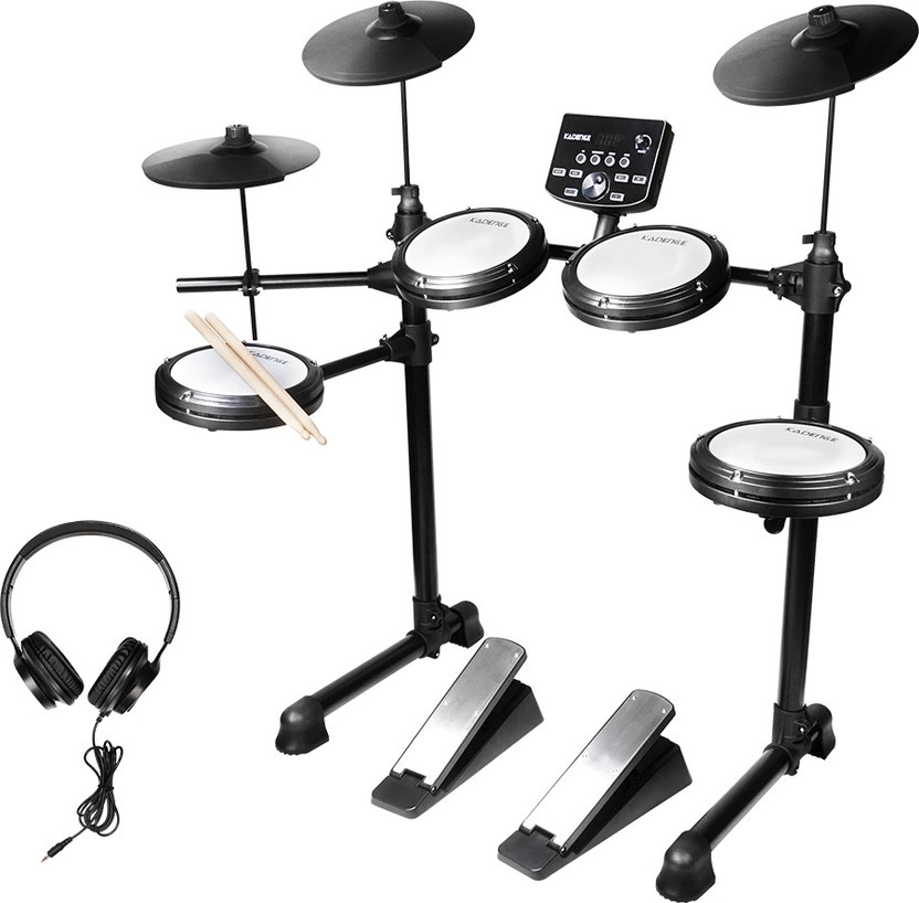 KADENCE 7 Piece Electronic Black Drum Set, (MD200A) Electric 7 Drum Kit Set(Professional)