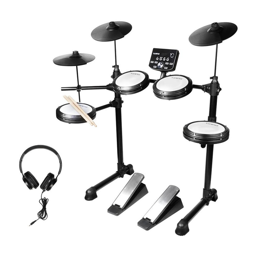 KADENCE 7 Piece Electronic Black Drum Set, (MD200A) Electric 7 Drum Kit Set(Professional)