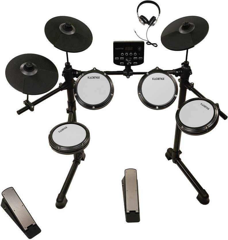KADENCE 7 Piece Electronic Black Drum Set, (MD200A) Electric 7 Drum Kit Set(Professional)