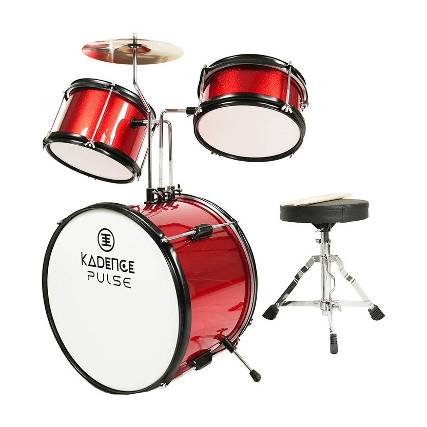 KADENCE KADENCE 13 Inch 3-Piece/Junior Drum Set/Beginner/Kids Musical Toys,Metallic Red Acoustic 3 Drum Kit Set(Kids) - Flipkart Deal
