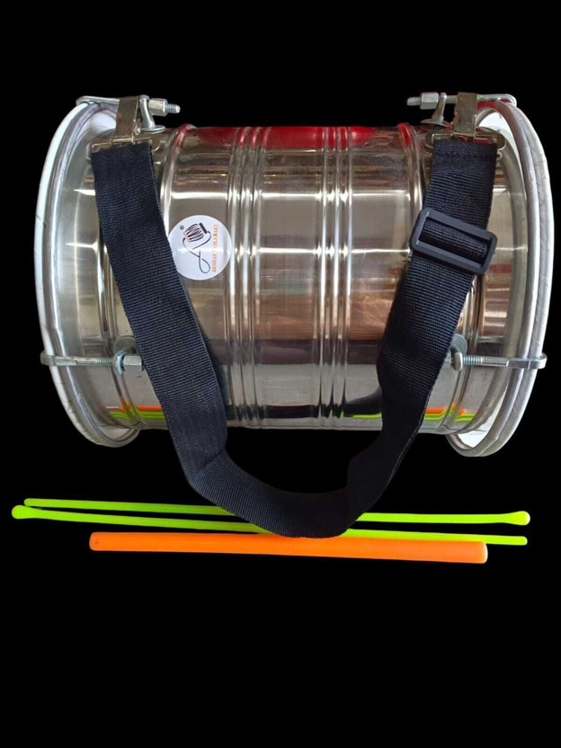 Akshar Tabla Mart Steel Dhol with Plastic Heads and Strap Acoustic 1 Drum Kit Set(Kids, Student)