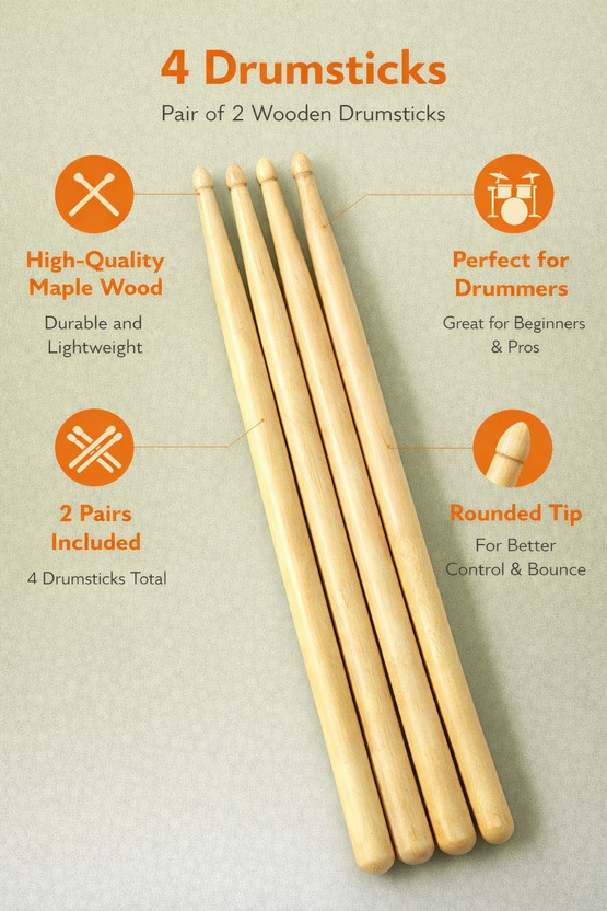 MUSIKING 7A Drumsticks(Drumsticks: 4)
