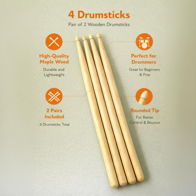 MUSIKING 7A Drumsticks(Drumsticks: 4)
