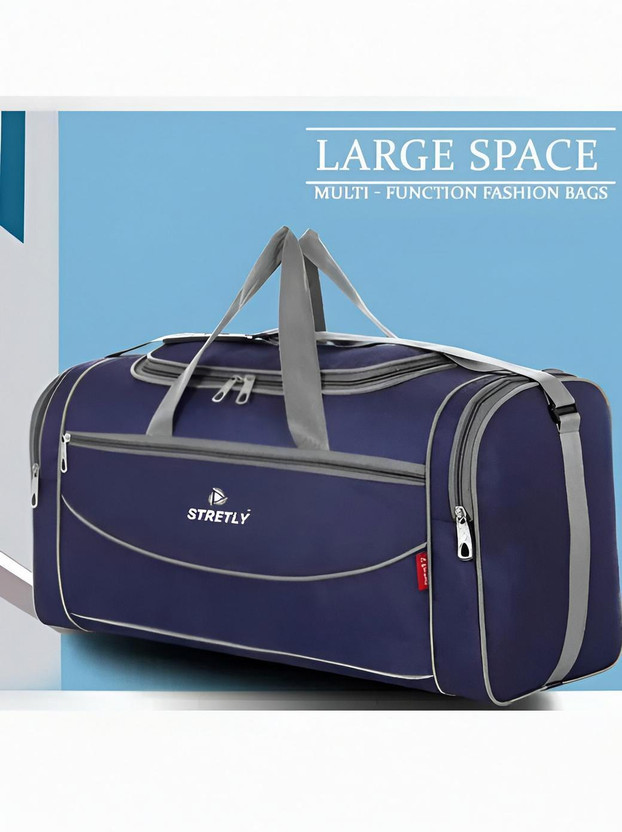 STRETLY (Expandable) 60 L Hand Duffel Bag - Stylish High Quality Duffel/Travel/Luggage Bag - Blue Duffel With Wheels (Strolley)