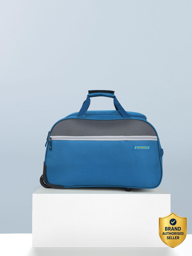 ARISTOCRAT Enigma 52 CM Polyester Softsided Cabin size 2Wheels Duffle Trolley Wheels - Blue Duffel With Wheels (Strolley)