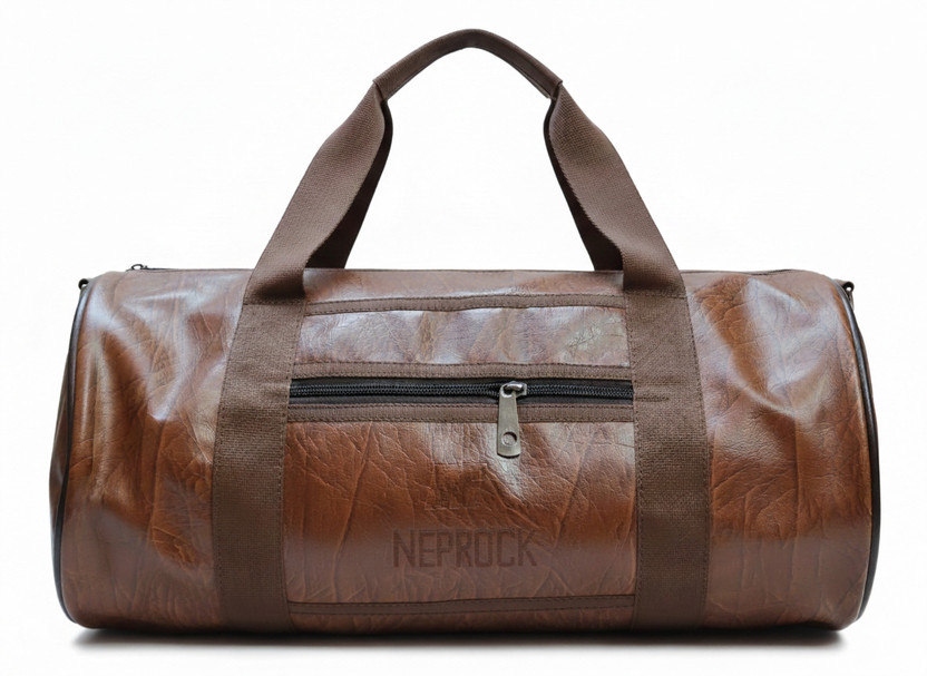 NEPROCK (Expandable) 20L Leather Gym Bag for Men & Women | Adjustable Shoulder| Unisex Gym Bag Gym Duffel Bag