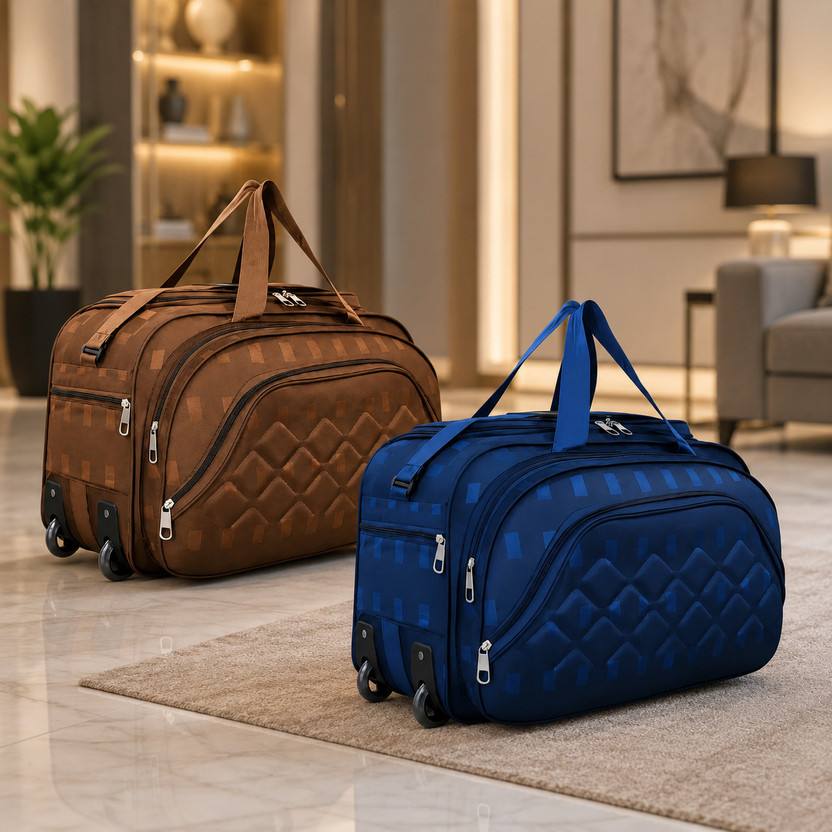 Travel Bags (Expandable) Combo Travel Luggage Bags Fabric Cloth Travelling Duffle Duffel With Wheels (Strolley)