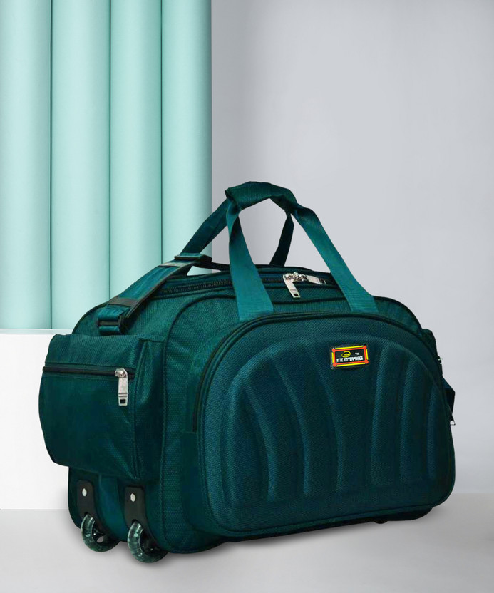 Inte Enterprises (Expandable) the super premium heavy duty 60 L polyester lightweight luggage bag Duffel Strolly Bag (peacock) Duffel With Wheels (Strolley)