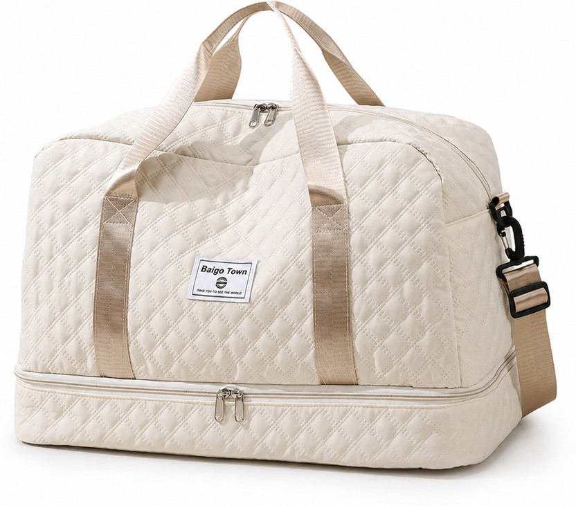Baigo Town (Expandable) Minimalist Weekender Bag with Shoe Compartment, Adjustable Strap,Trolley Sleeve Duffel Without Wheels
