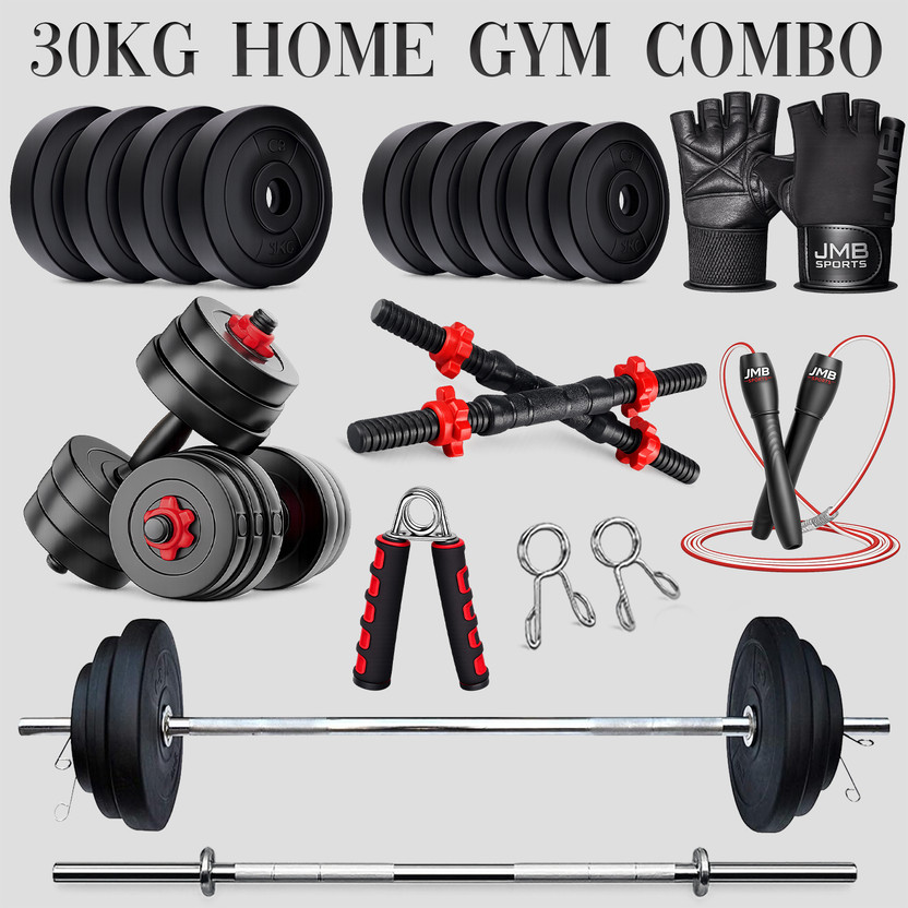 JMB JMB 30KG-3ft Straight Rod, Dumbbell Rod, PVC Plates,(5kg*4,2.5kg*4) & accessories Adjustable Dumbbell(30 kg) - Flipkart Deal