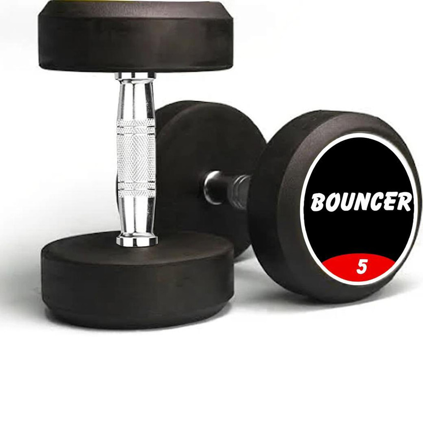 FITRXX Pair of 5 Kg Rubber Coated Bouncer Dumbbells Panni hulk series Fixed Weight Dumbbell(5 kg)