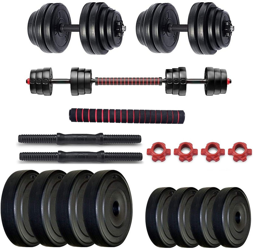 BodyFit Weight Plates (3kgx4,2kgx4) Exercise Gym Dumbbell Set Home Gym,Extension Rod. Adjustable Dumbbell(20 kg)