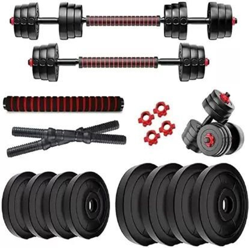 Fit Flex 3IN1 Convertible PVC 10 Kg Barbell Home Gym Set & Dumbbells With Gym Accessories Adjustable Dumbbell(10 kg)
