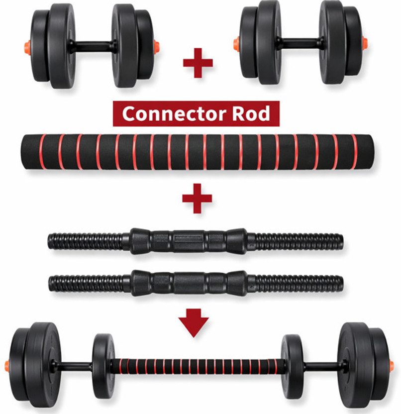 DCS Pro FITNESS 20kg PVC CONVERTIBLE DUMBBELL SET - BEST FOR STUDENTS & BEGINNERS Adjustable Dumbbell(20 kg)